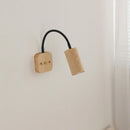 Ljojo LED Wall Lamps Indoor Art Square Round Ash Wood Lampshade Stair Light