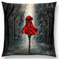 Cute Cat Moon Night Wonderland Witch Halloween Dance Pillow Cover by Ljojo
