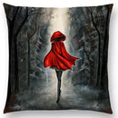 Cute Cat Moon Night Wonderland Witch Halloween Dance Pillow Cover by Ljojo