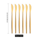 Ljojo Matte Gold Tableware Cutlery Set Stainless Steel Flatware Kitchen Dinner