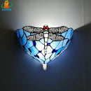 12 Inch Tiffany Dragonfly Glass Wall Lamp for Living Room - Mediterranean Style Wall Lighting by Ljojo