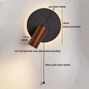Ljojo Luxury LED Wall Light Black Travertine Glass Wood Japan Style Bedside Lamp