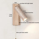 Ljojo LED Wall Light Indoor Up Down Rotate Yellow Travertine Wood Reading Lamp