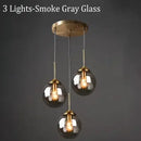 Ljojo Amber Smoke Gray Glass Pendant Lamp LED E27 Hanging Light Dining Room Kitchen Island