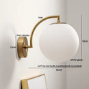 Ljojo LED Wall Light Pull Chain Switch Modern Style Glass Iron Bedroom Lamp