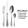 Ljojo 24-Piece Gold Plated Cutlery Set Stainless Steel Western Tableware