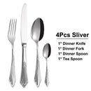 Ljojo 24-Piece Gold Plated Cutlery Set Stainless Steel Western Tableware