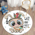 Ljojo Lion Cartoon Animal Round Carpet for Living Room Children's Bedroom