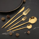 Ljojo 12Pcs Gold Mirror Stainless Steel Fork Spoon Set for Kitchen Dinnerware