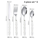 Ljojo 24-Piece Pearl Handle Luxury Cutlery Set - Stainless Steel Knife Fork Spoon Shell Spoon Kit