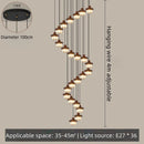 French Retro Staircase Chandelier Solid Wood and Glass for Luxe Staircase Decor by Ljojo