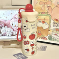 Ljojo 500ML Stainless Steel Thermal Water Bottle with Straw for Girls