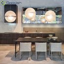 Ljojo Glass Fiber Round Cotton Ball LED Pendant Light Chandelier for Living Room Home Decoration