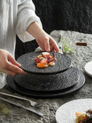 Ljojo 10" Stone Grain Ceramic Steak & Sushi Plate