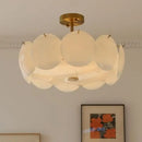 French Vintage Glass Ceiling Lamp Chandelier for Living Room by Ljojo