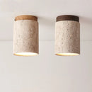 Cylindrical Travertine Ceiling Lamp Real Stone Downlight E27 Light Bulb by Ljojo