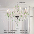 French Green Crystal Chandeliers Luxury Glass Pendant Lights by Ljojo for Living & Dining Rooms