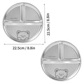 Ljojo 304 Stainless Steel Round Dinner Plate 3 Compartments Stackable Fruit Salad Plates