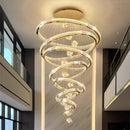 Ljojo Luxury Crystal Pendant Chandelier for Modern Stairs, Dimmable Globe Design