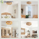 Bamboo Circle LED Ceiling Fans Light Chandelier with Lamps - Modern Luxury for Living Room by Ljojo
