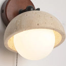 Ljojo Mid Century LED Wall Lights, Yellow Travertine Finish, Pull Chain Switch
