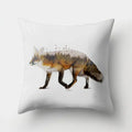 Fox and Bird Polyester Pillowcase by Ljojo: Cartoon Landscape Cushion Cover for Sofa