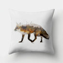 Fox and Bird Polyester Pillowcase by Ljojo: Cartoon Landscape Cushion Cover for Sofa