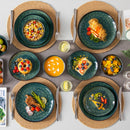 Ljojo 12/24-Piece Green Ceramic Dinner Set for 4/8, Kiln Change Stoneware
