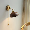 Ljojo LED Walnut Wood Wall Lamp Sconce, Modern Japanese Style, Pull Chain Switch