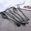 Ljojo 24Pcs Black Stainless Steel Flatware Set Steak Knife Fork Spoon Teaspoon Cutlery