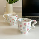 Hand-Painted Tulip Flower Pattern Ceramic Mug by Ljojo - High-Footed Cup