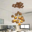 Ljojo LED Wooden Ball Chandelier for Living Room, Hotel, Restaurant, Villa, and Bedroom