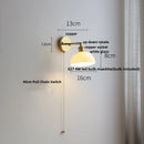 Ljojo LED Wall Sconce with Pull Chain Switch White Glass Stair Light