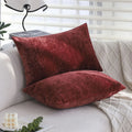 Burgundy Chenille Throw Pillow Covers x2 - Ljojo Home, 30x50, Soft & Retro, Living Room Décor