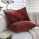 Burgundy Chenille Throw Pillow Covers x2 - Ljojo Home, 30x50, Soft & Retro, Living Room Décor