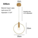 Ljojo Modern Minimalist Golden Round Ring Chandelier Pendant Light for Bedroom Dining Room