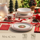 Ljojo 12/30 Pc Christmas Dinnerware Set: Christmas Tree Ceramic Plate, Dinner/Dessert/Soup/Bowl/Mug