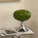 Green Apple Glow Stained Glass Table Lamp Minimalist LED Bedroom Study Reading Ornament Ljojo