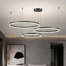 LED Black Gold Chandelier Circle Hanging Pendant Lamp for Living Dining Ceiling by Ljojo