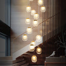 Ljojo Long LED Crystal Chandelier for Staircase, Luxury Hallway Lighting