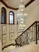 Ljojo Luxury Crystal Chandelier for Villa Living Room and Spiral Staircase