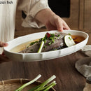 Ljojo Lotus Leaf Oval Plate: Ceramic Fish Steamed Dish for Sushi, Salad, Dessert