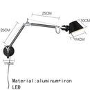 LED Wall Lamp Silver Black Metal Bedroom Study Reading Lights E27 Rotatable Adjustable Lighting Decor by Ljojo