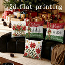 Ljojo Merry Christmas Poinsettia Greeting Pillow Cover for Sofa, Bedroom, Car