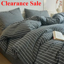 Ljojo Luxury Cotton Stripe Duvet Cover Set - Yarn-Dyed Bedding Set