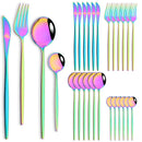 Ljojo 24-Piece Stainless Steel Cutlery Set with Forks, Knives, and Spoons
