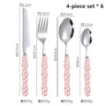 Ljojo 24-Piece Pearl Handle Luxury Cutlery Set - Stainless Steel Knife Fork Spoon Shell Spoon Kit