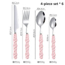 Ljojo 24-Piece Pearl Handle Luxury Cutlery Set - Stainless Steel Knife Fork Spoon Shell Spoon Kit