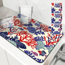 Ljojo Marine Coral Diatoms Absorbent Non-slip Kitchen Drain Mat