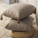 Ljojo Linen Tassel Euro Sham Pillow Covers Square Decorative Neutral Pillowcases